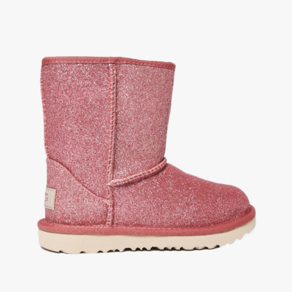 UGG Girls Classic Short II Pink Glitter Boots